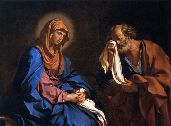 Mary consoles St. Peter on Holy Saturday